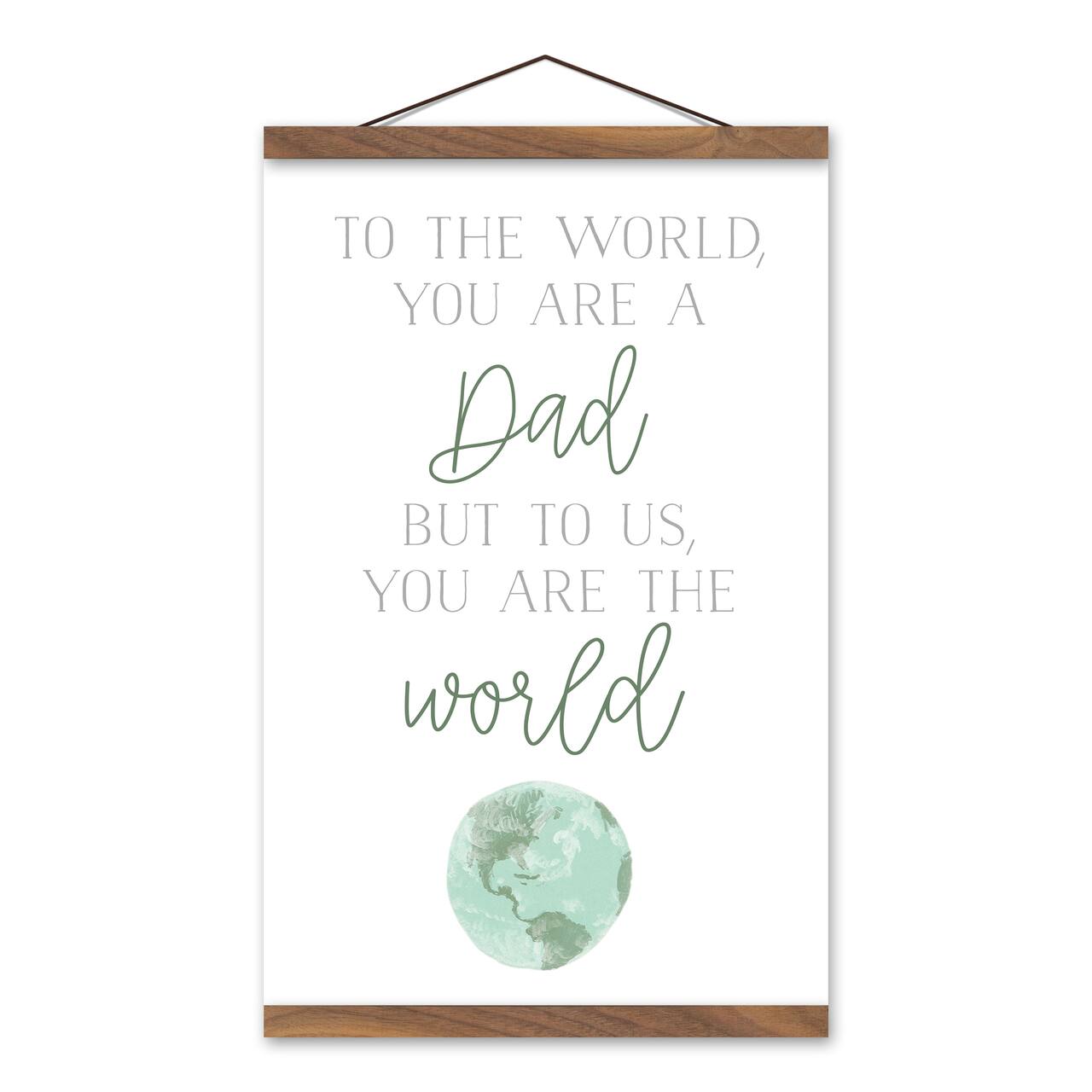 To Us You Are the World Teak Hanging Canvas